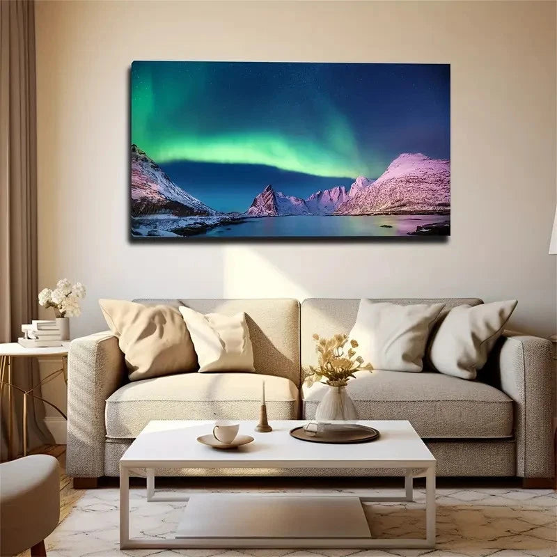 Beautiful Northern Lights Wall Art Canvas Office Home Room Framed 120x60cm