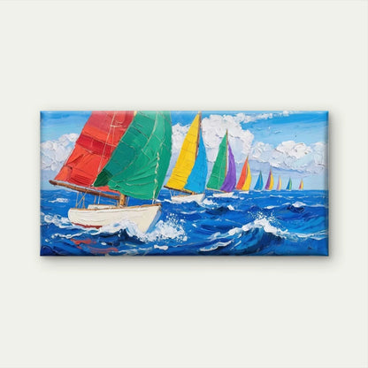 Nautical Sailboats Ocean Waves Wall Art Canvas Office Home Room Framed 120x60cm
