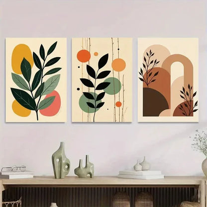 3pcs Abstract Botanical Colorful Wall Art Set Canvas Unframed - High Quality Print 100% Australian Made Wall Canvas - Bella Home Decor