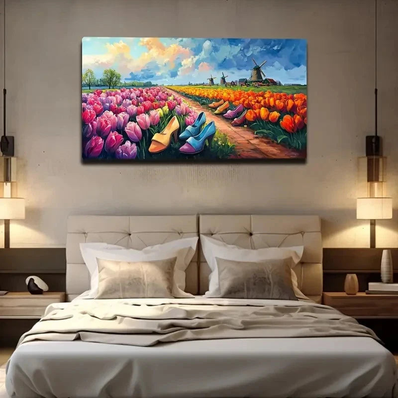 High Heels And Tulip Wall Art Canvas Office Home Room Framed 120x60cm