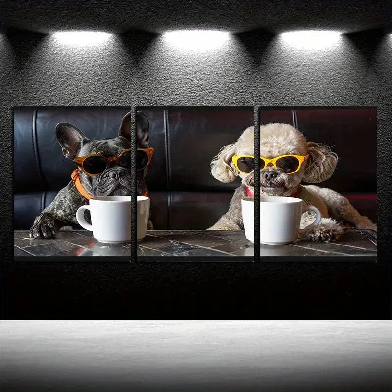 3pcs Charming Poodle & French Bulldog Metal Print Ready to Hang Art - Bella Home Decor