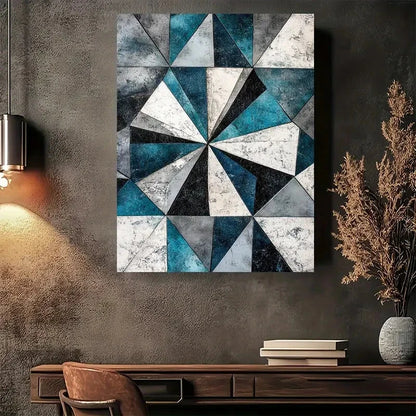 Blue Gray White Black Abstract Painting 40x60cm Metal Print Ready to Hang
