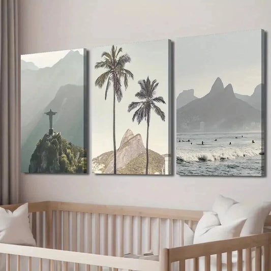 3pcs Rio de Janeiro Brazilian Inspirational Wall Art Set Canvas Framed 50x70cm - High Quality Print 100% Australian Made Wall Canvas Ready to Hang
