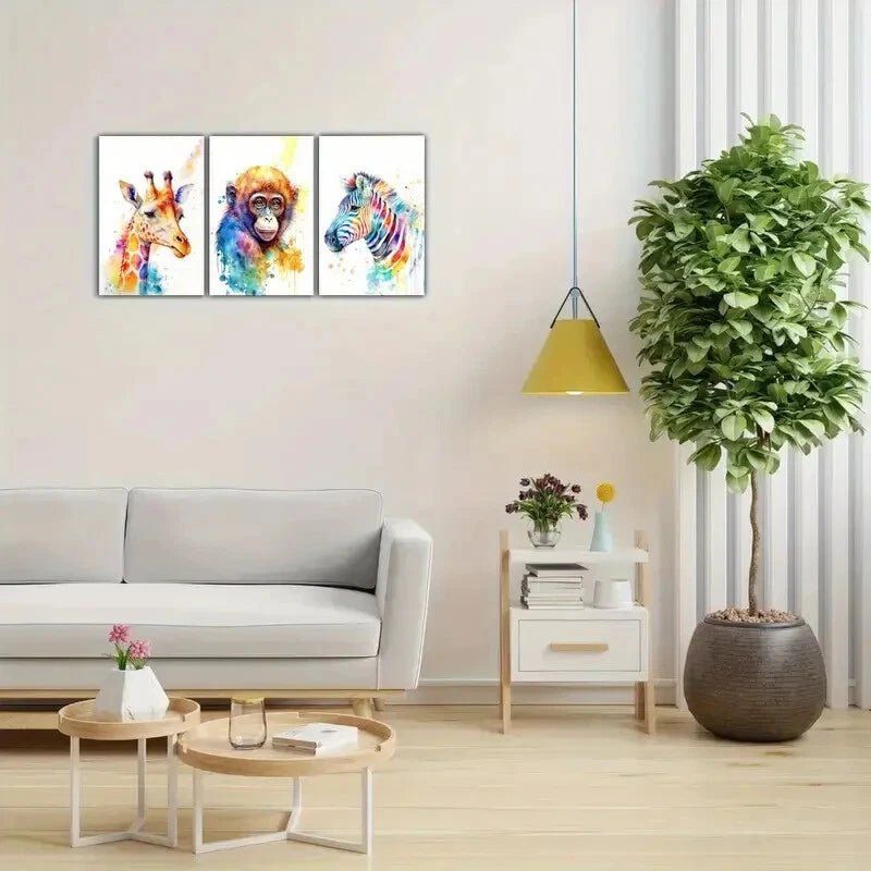 3pcs Neutral Jungle Art Modern Art Style Metal Print Ready to Hang Art