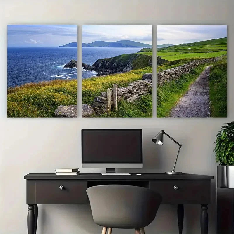 3pcs Dingle Peninsula with Irish Enchanting Views Metal Print Ready to Hang Art - Bella Home Decor