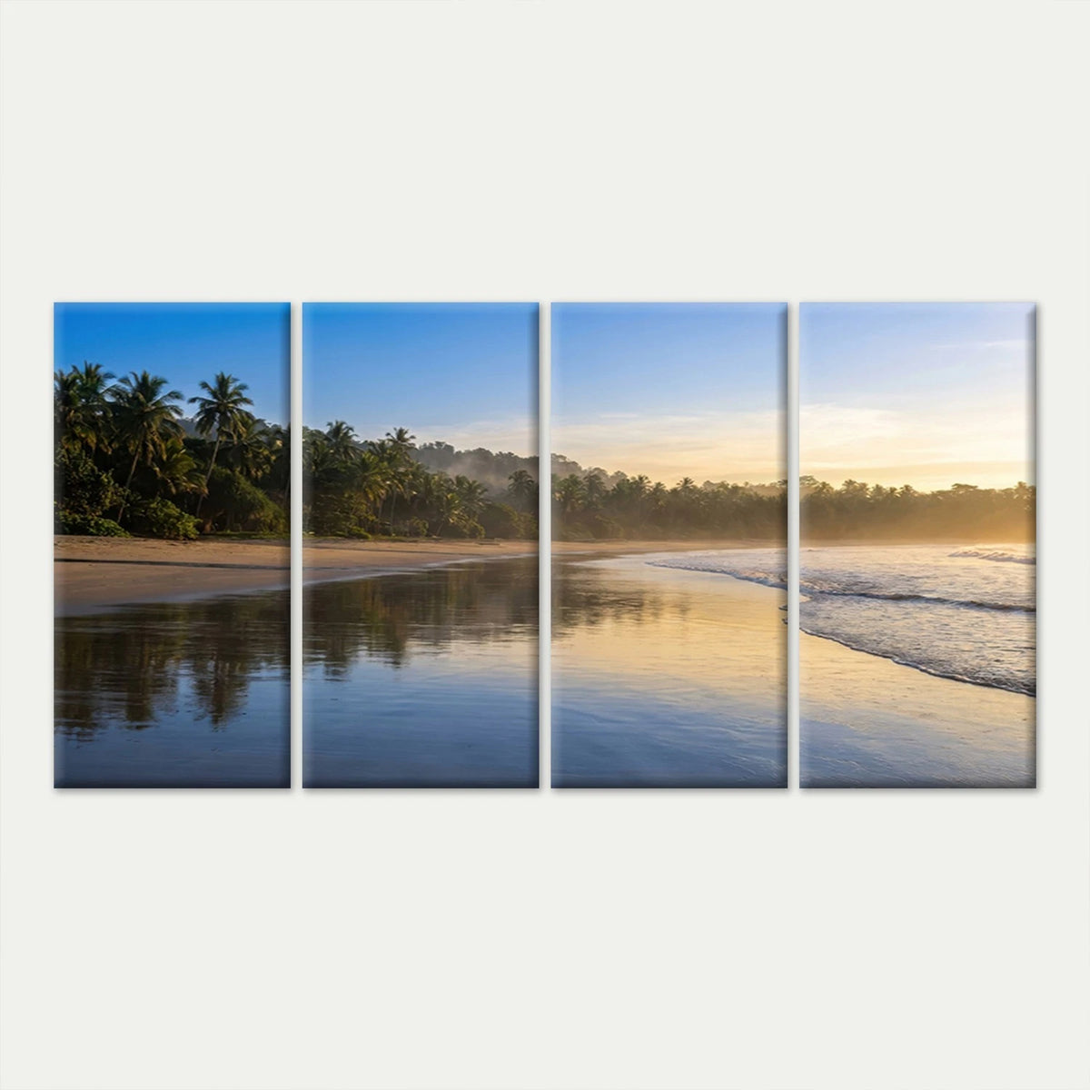 4pcs Sunrise Beach and Palm Trees Wall Art Canvas Framed 45x80cm - High Quality Print 100% Australian Made Wall Canvas Ready to Hang