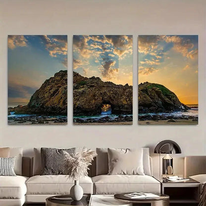 3pcs Keyhole Arch Scenic Landscape Metal Print Ready to Hang Art