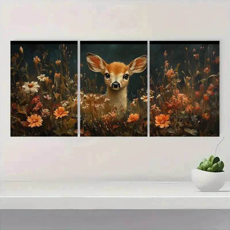 3pcs Giclee French Vibrant Floral & Fauna Design Metal Print Ready to Hang Art - Bella Home Decor