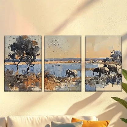 3pcs Colorful abstract elephant Wall Art Set Canvas Framed 60x90cm - High Quality Print 100% Australian Made Wall Canvas Ready to Hang - Bella Home Decor