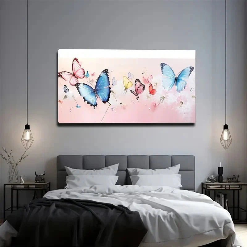 Color Butterflies & Dandelions Wall Art Canvas Office Home Room Framed 120x60cm