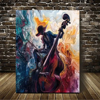Abstract Art One Piece Black Bass Theme Rose Painting 40x60cm Metal Print Ready to Hang - Bella Home Decor