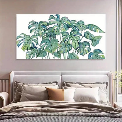 Jungle Plant Contemporary Retro Wall Art Canvas Office Home Room Framed 120x60cm