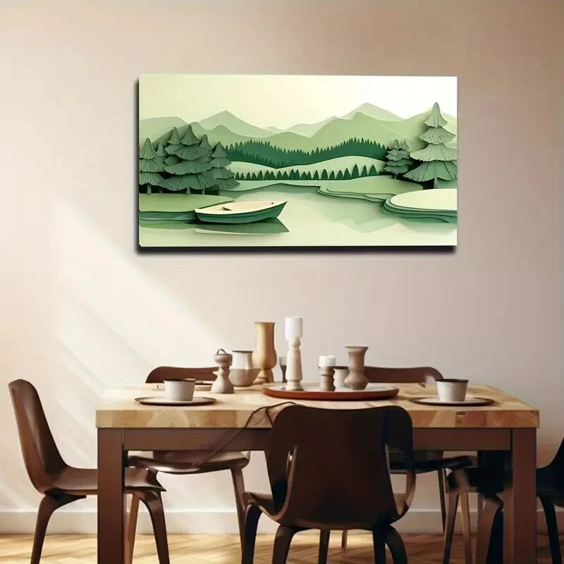 Serene Lake and Mountains Lands Wall Art Canvas Office Home Room Framed 120x60cm - Bella Home Decor