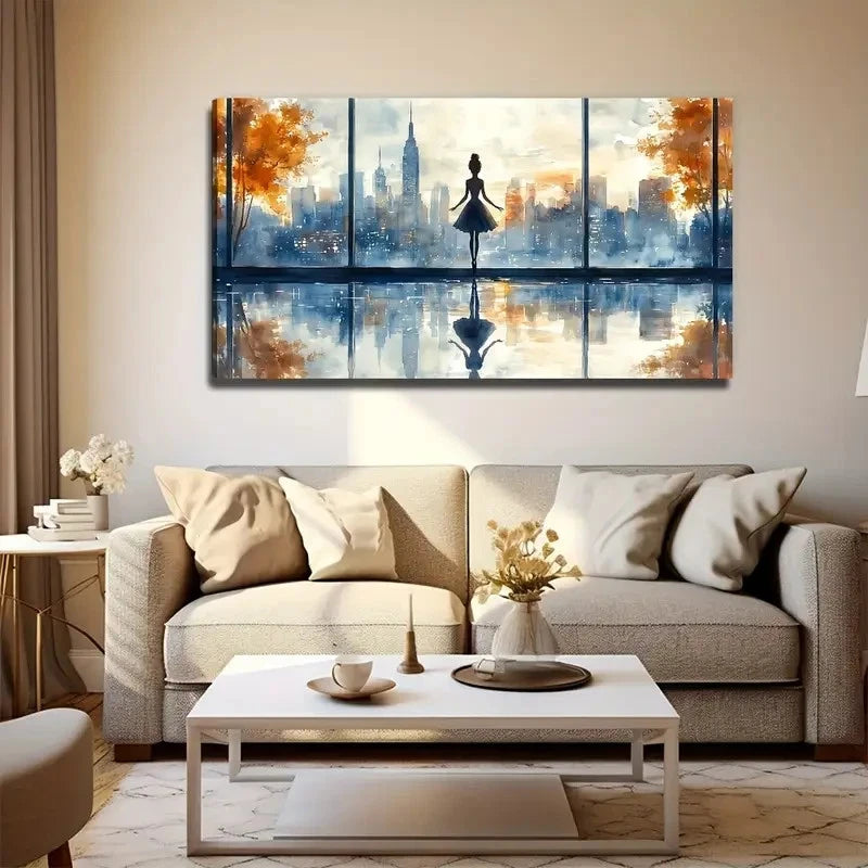 Modern Elegant Ballerina Wall Art Canvas Office Home Room Framed 120x60cm