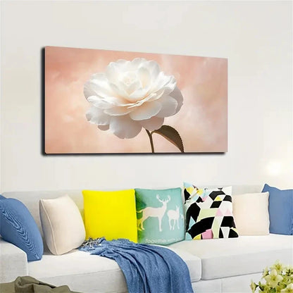 Elegant White Rose Wall Art canvas office home room framed 120x60cm