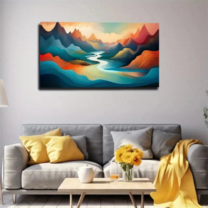 Rich Texture River Mountain Wall Art Canvas Office Home Room Framed 120x60cm