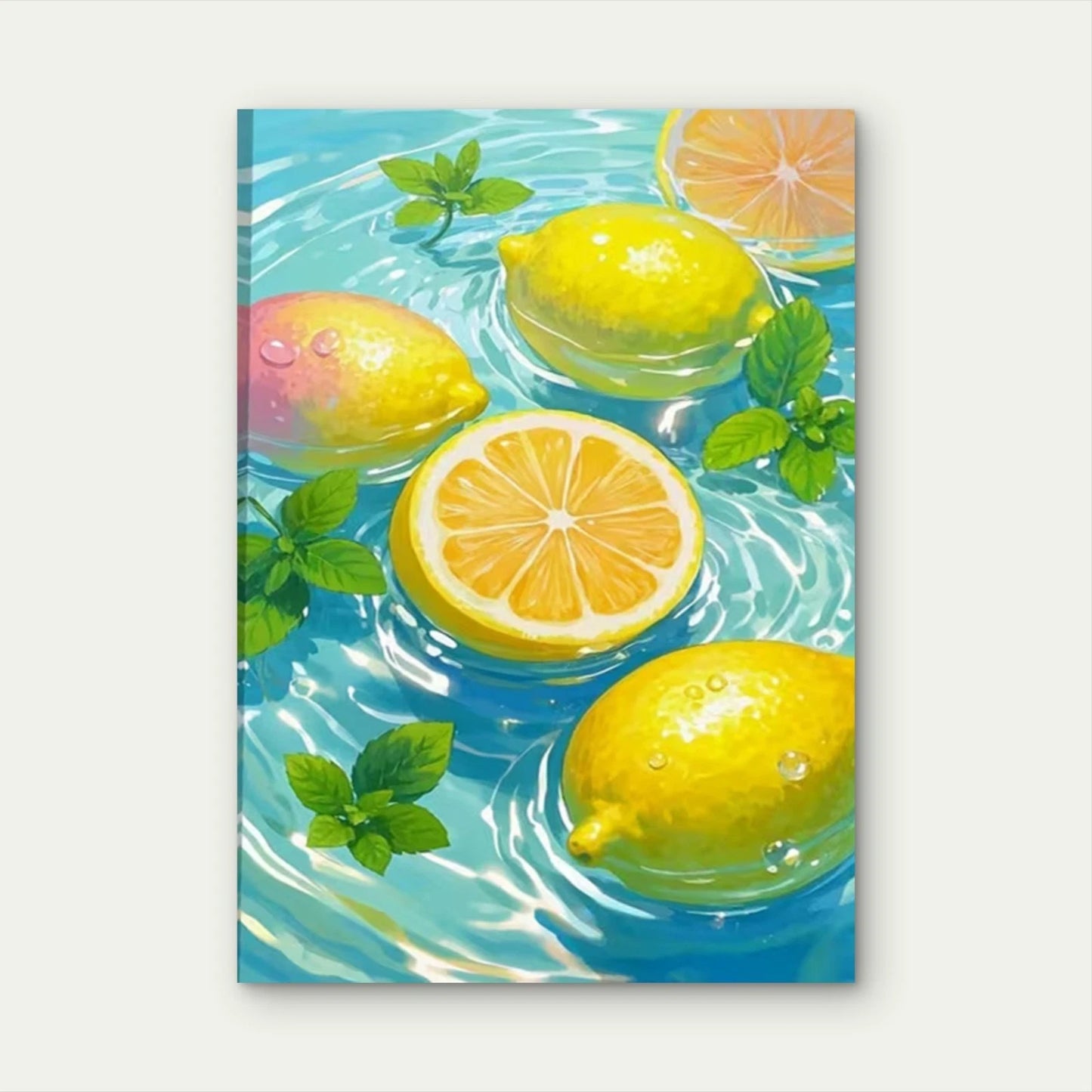 Lemon & Lime Citrus Fruit Watercolor 60x90cm Metal Print Ready to Hang