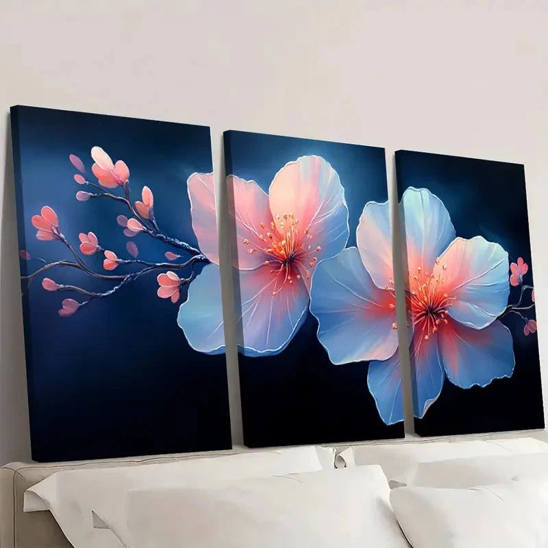 3pcs Rain Kissed Flower Petals  Haze LP    Wall  Art Set Canvas Framed 60x90cm - High Quality Print 100% Australian Made Wall Canvas Ready to Hang