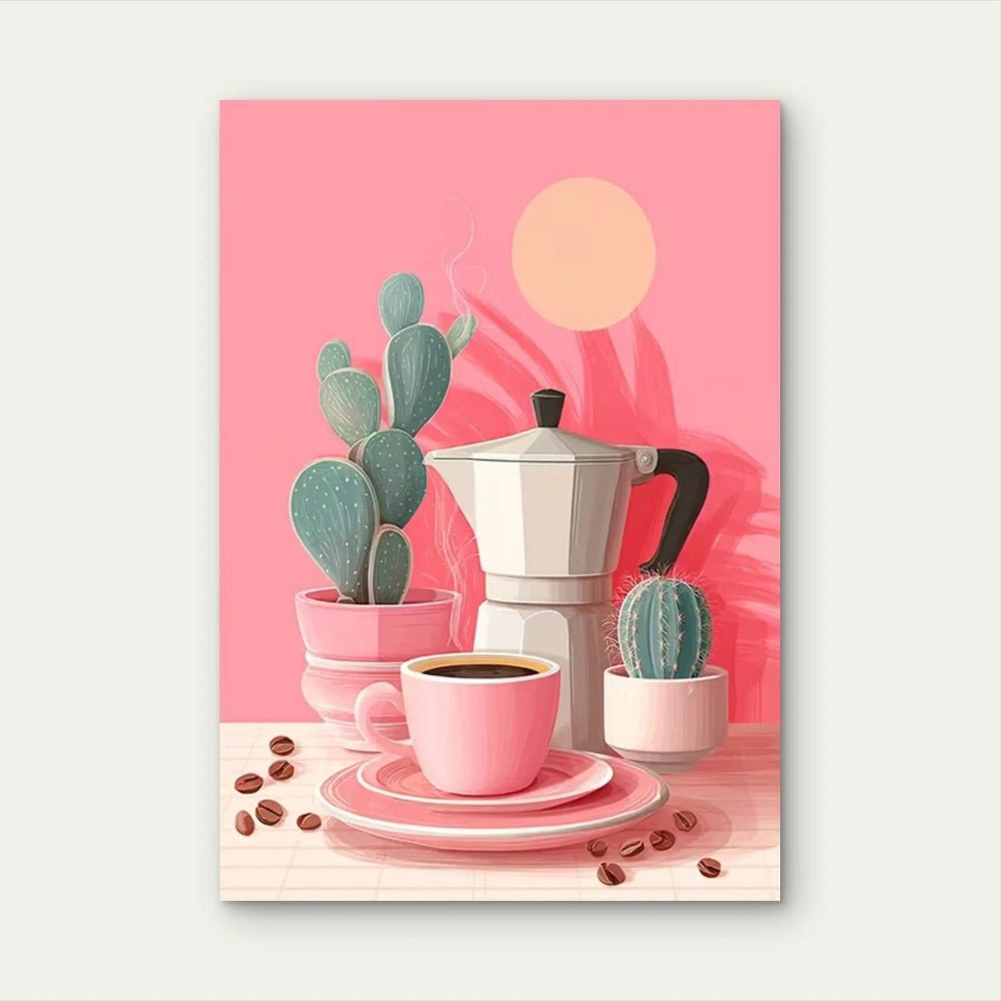 Red & Pink Pastel Kitchen Coffee Club Metal Print Ready to Hang