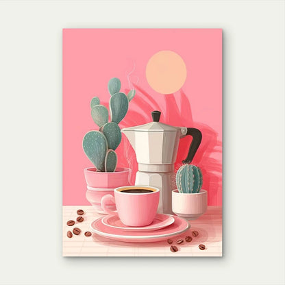 Red & Pink Pastel Kitchen Coffee Club Metal Print Ready to Hang