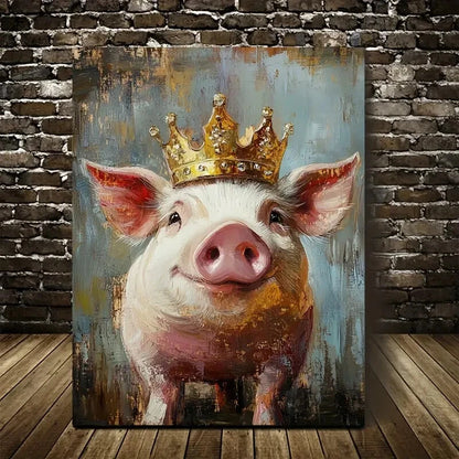 Vibrant Golden Crown & Playful Expression Painting 40x60cm Metal Print Ready to Hang - Bella Home Decor