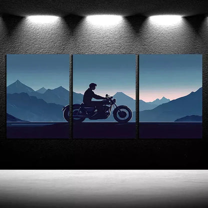 3pcs Vibrant Motorcycle Rider Wall Art Canvas Unframed - High Quality Print 100% Australian Made Wall Canvas