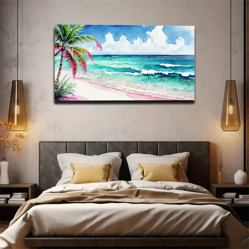 Leisurely Seaside Suitable Wall Art Canvas Office Home Room Framed 120x60cm
