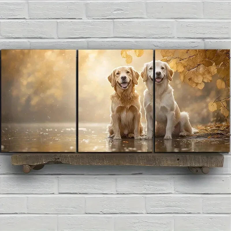 3pcs Dogs by The Forest Lake Animal Metal Print Ready to Hang Art - Bella Home Decor