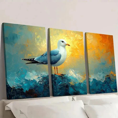 3pcs Vibrant Coastal Bird  Wall Art Set Canvas Unframed - High Quality Print 100% Australian Made Wall Canvas - Bella Home Decor
