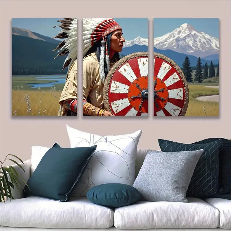 3pcs Aborigines Wall Paintings Metal Print Ready to Hang Art - Bella Home Decor