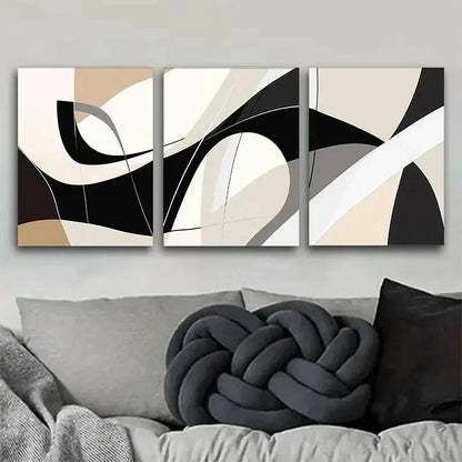 3pcs White And Beige Geometric Shapes Wall Art Set Canvas Framed 50x70cm - High Quality Print 100% Australian Made Wall Canvas Ready to Hang
