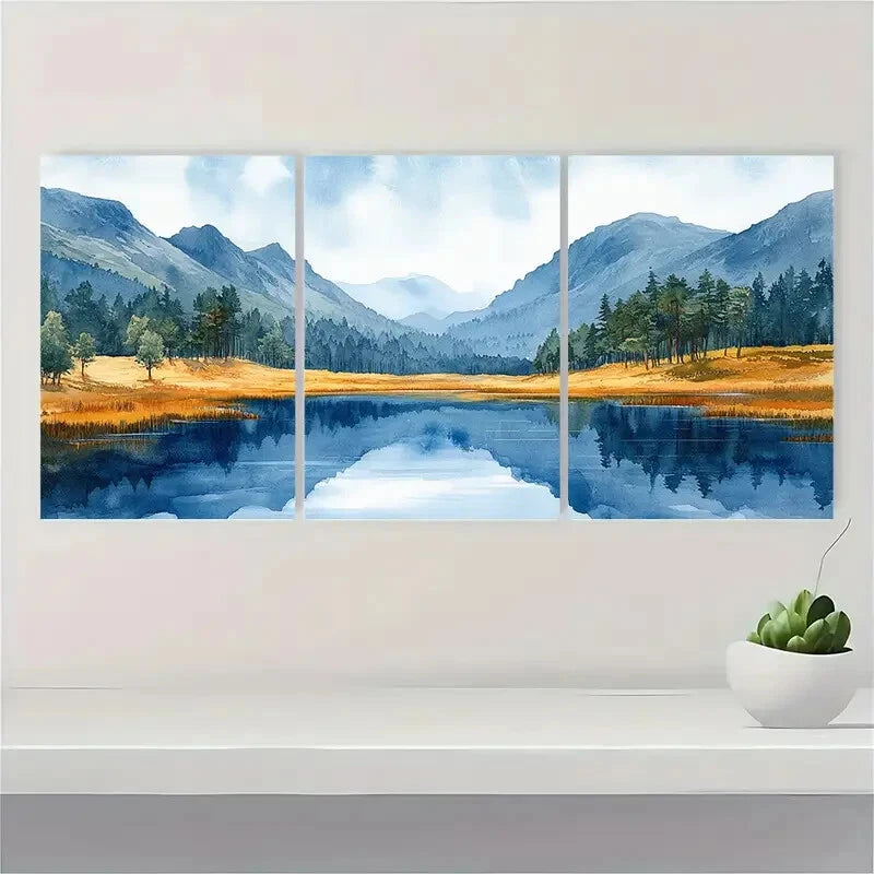 3pcs Ireland Painting Wicklow Mountains Art Metal Print Ready to Hang Art - Bella Home Decor