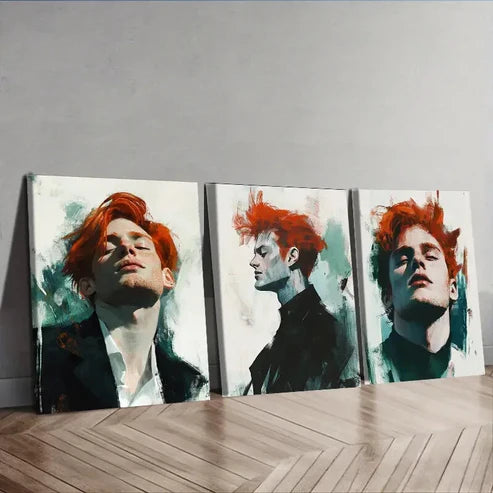 3pcs A Man with Red Hair (10) Wall Art Canvas Unframed - High Quality Print 100% Australian Made Wall Canvas