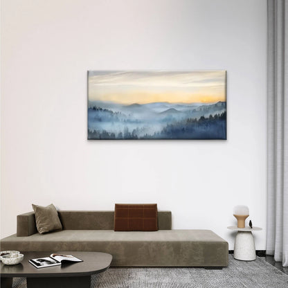 Mountains Mist Clouds Forest Wall Art Canvas Office Home Room Framed 120x60cm