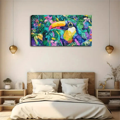 Bird with Deep Blue Feathers Wall Art Canvas Office Home Room Framed 120x60cm