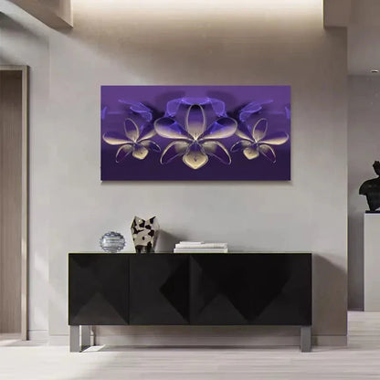 Fantasy Purple Floral Abstract Wall Art Canvas Office Home Room Framed 120x60cm - Bella Home Decor