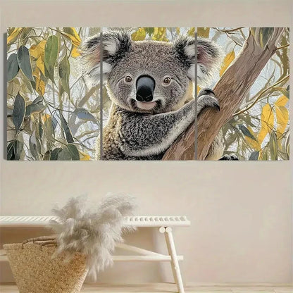 3pcs The Classic Koala A Stamp of Nostalgia Wall Art Set Canvas Framed 40x60cm - High Quality Print 100% Australian Made Wall Canvas Ready to Hang - Bella Home Decor