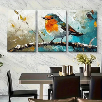 3pcs Bird Brushstroke Oil Painting Perfect Wall Art Set Canvas Framed 50x70cm - High Quality Print 100% Australian Made Wall Canvas Ready to Hang - Bella Home Decor