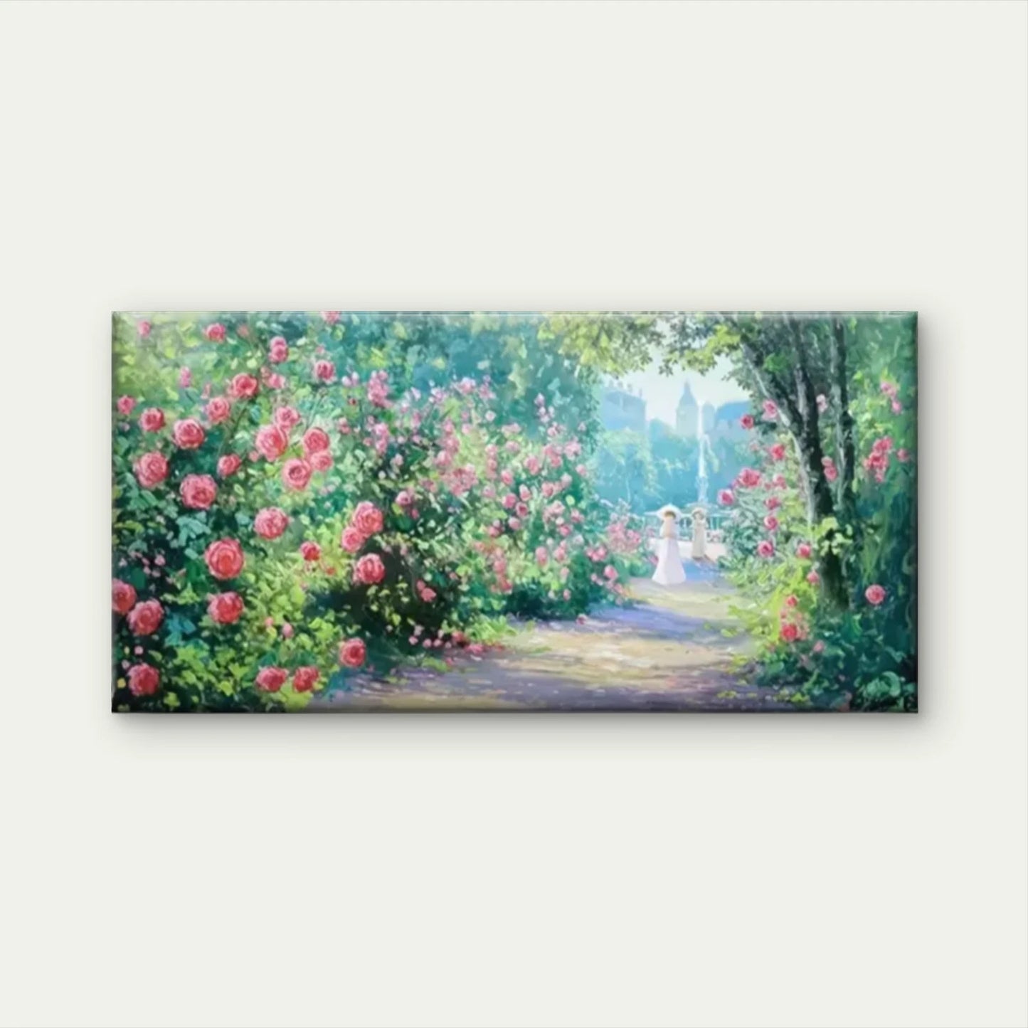 Woman Walking Path Garden Wall Art Canvas Office Home Room Framed 120x60cm