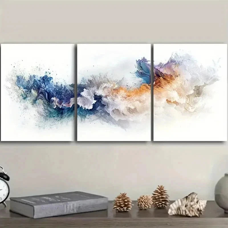 3pcs Abstract Colorful Paint Splash Wall Art Set Canvas Framed 40x60cm - High Quality Print 100% Australian Made Wall Canvas Ready to Hang