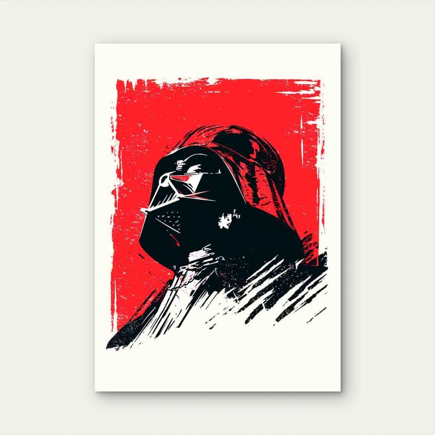 Dark Masked Commander Looking Upward 40x60cm Metal Print Ready to Hang - Bella Home Decor