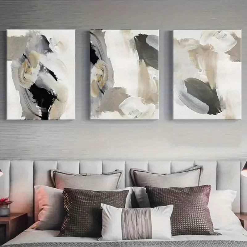 3pcs Black Beige Grey Art Canvas Framed 40x60cm - High Quality Print 100% Australian Made Wall Canvas Ready to Hang - Bella Home Decor