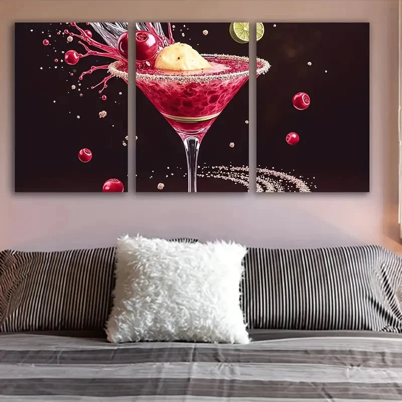3pcs Fresh Fruit Strawberries And Lime Wall Art Set Canvas Framed 60x90cm - High Quality Print 100% Australian Made Wall Canvas Ready to Hang - Bella Home Decor