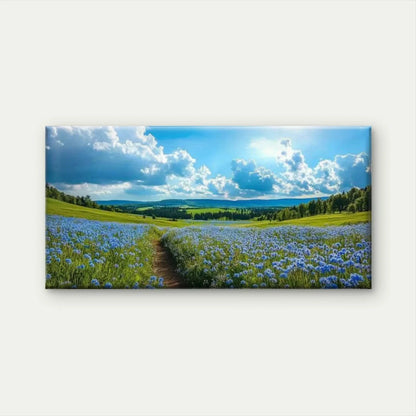 Serene Sky, Trees & Flowers Wall Art Canvas Office Home Room Framed 120x60cm