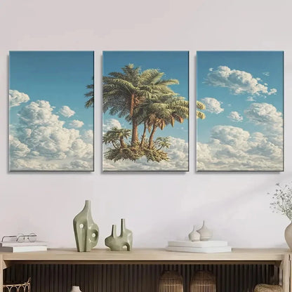3pcs the palm tree Wall Art Set Canvas Framed 60x90cm - High Quality Print 100% Australian Made Wall Canvas Ready to Hang