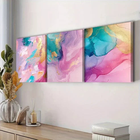 3pcs Featuring Abstract Designs Colorful Wall Art Set Canvas Unframed - High Quality Print 100% Australian Made Wall Canvas