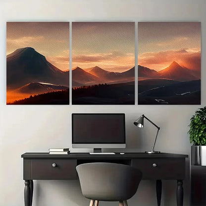 3pcs Sunset Scenery with Mountains and Sky Metal Print Ready to Hang Art - Bella Home Decor