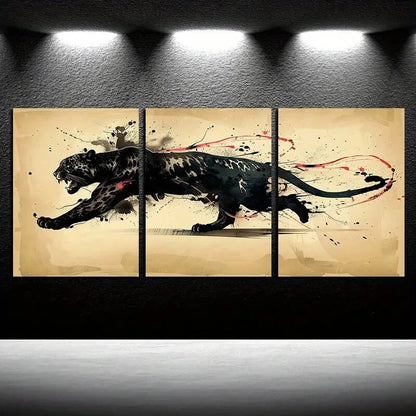 3pcs Modern Abstract Jaguar Design Metal Print Ready to Hang Art