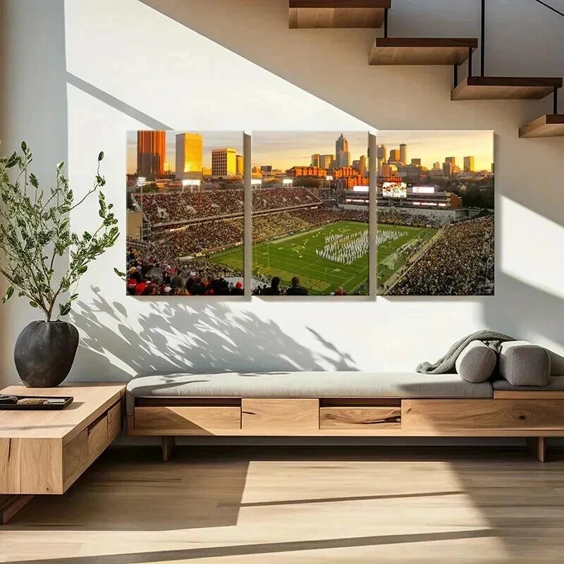3pcs Rugby Match Football Stadium Scene Wall Art Set Canvas Framed 50x70cm - High Quality Print 100% Australian Made Wall Canvas Ready to Hang - Bella Home Decor
