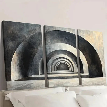 3pcs Gray & Golden Neutral Decor TY Wall Art Set Canvas Unframed - High Quality Print 100% Australian Made Wall Canvas - Bella Home Decor